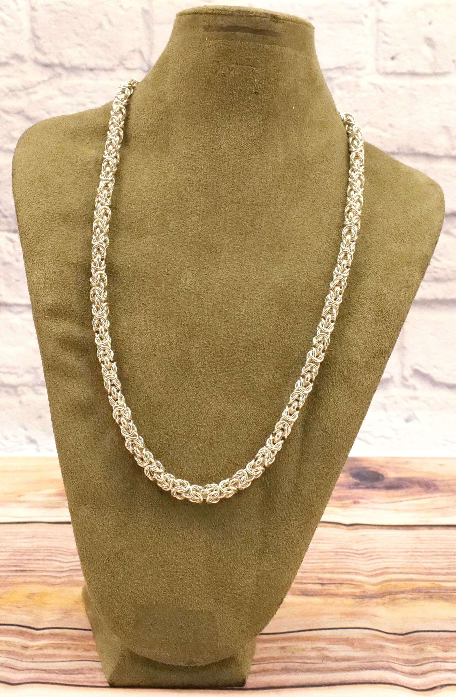 Heavy Mexican Sterling Byzantine Link Necklace (1 of 4)