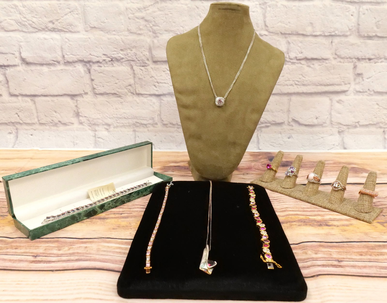 Lot of Sterling and Pink Stone Jewelry (1 of 14)