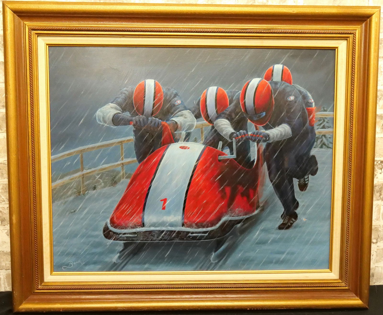 Oil on Board of Bobsled Team by Glen Fortune Banse (1 of 9)
