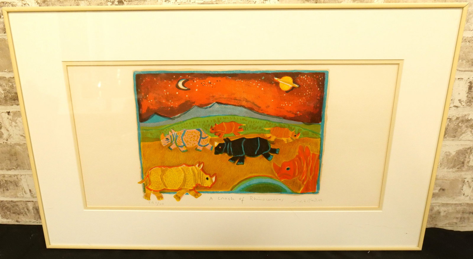 A Crash of Rhinoceroses Lithograph by Judith Bledsoe (1 of 7)