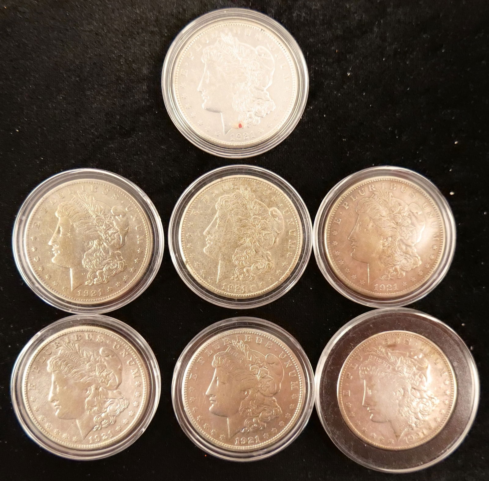 Lot of 7 1921-S Morgan Silver Dollars (1 of 15)