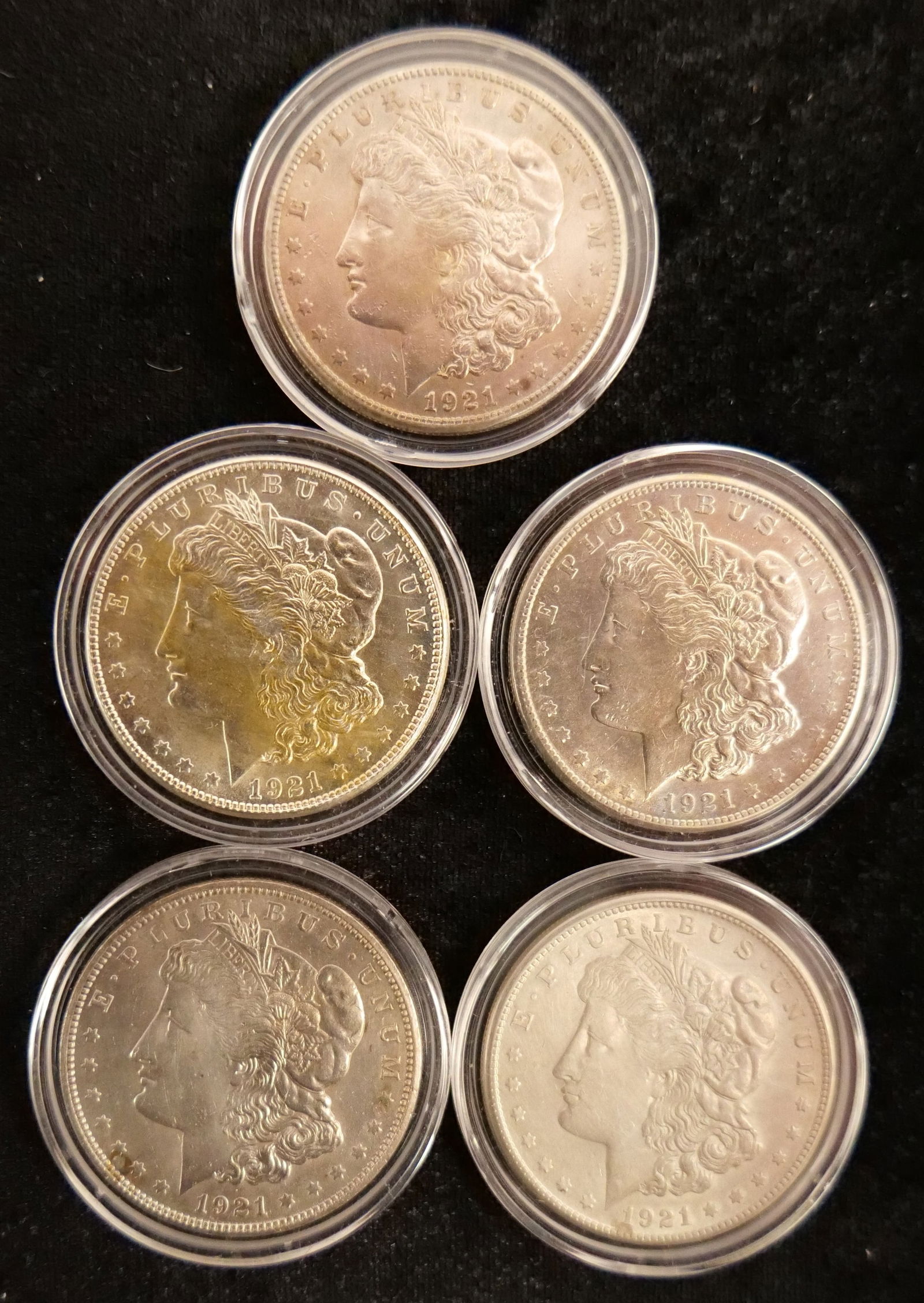 Lot of 5 1921-S Morgan Silver Dollars (1 of 11)