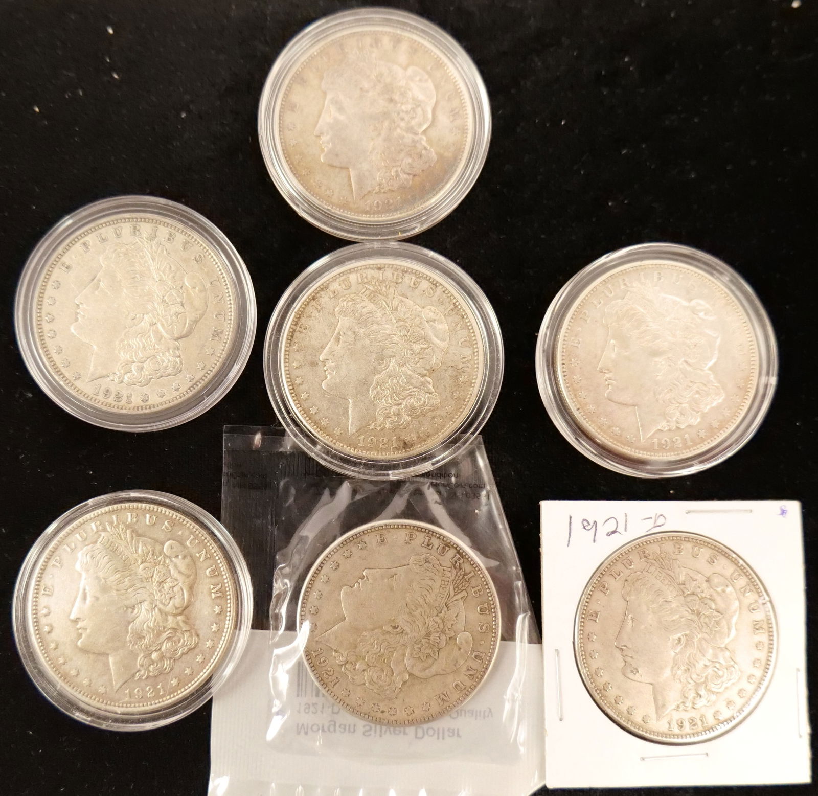 Lot of 7 1921-D Morgan Silver Dollars (1 of 15)