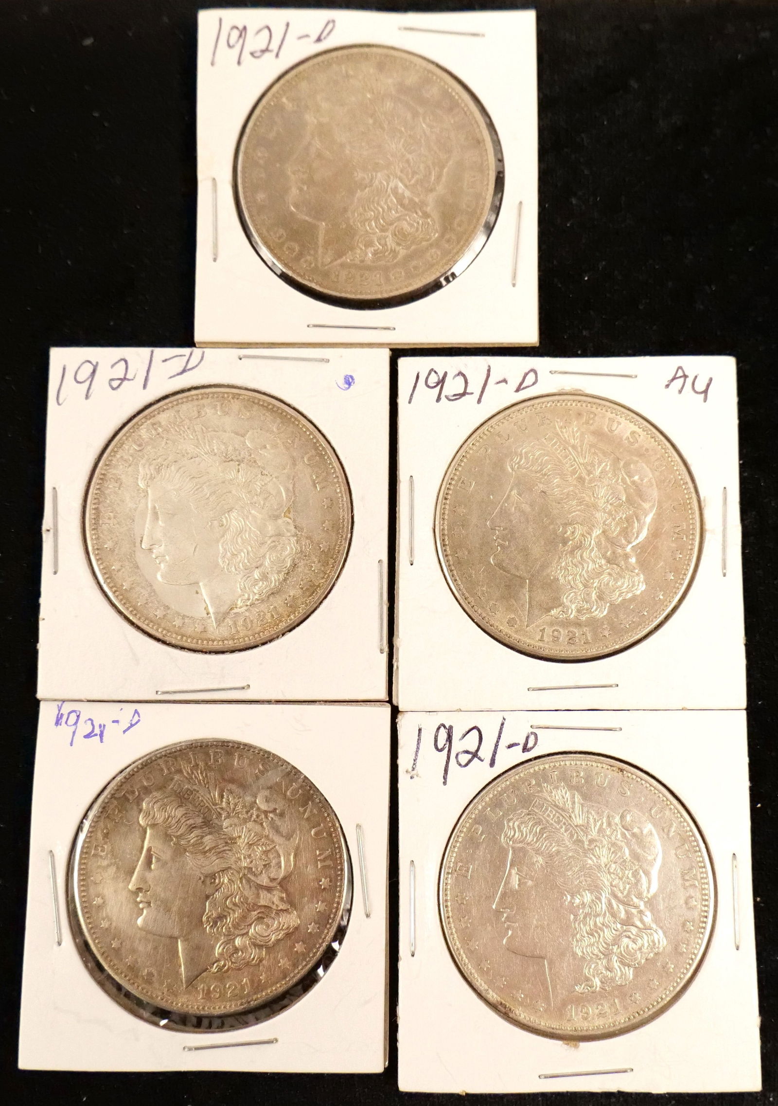Lot of 5 1921-D Morgan Silver Dollars (1 of 11)