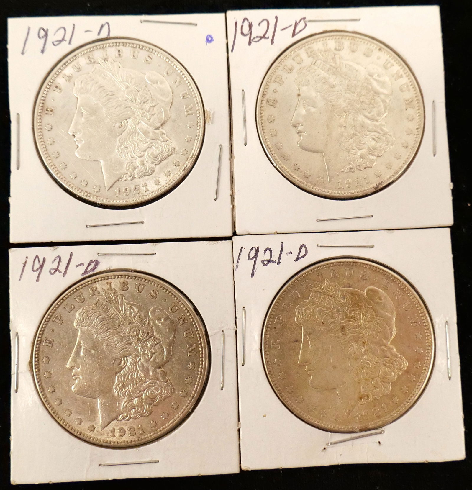 Lot of 4 1921-D Morgan Silver Dollars (1 of 9)