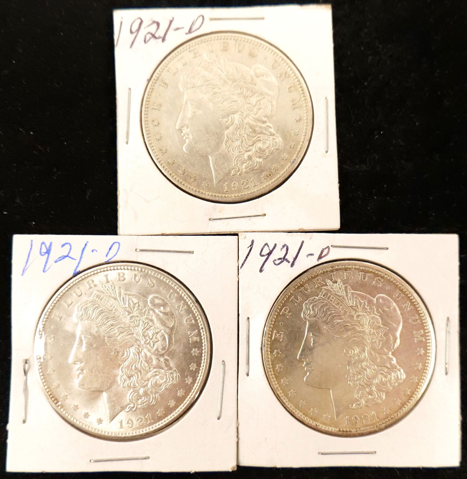 Lot of 3 1921-D Morgan Silver Dollars (1 of 7)