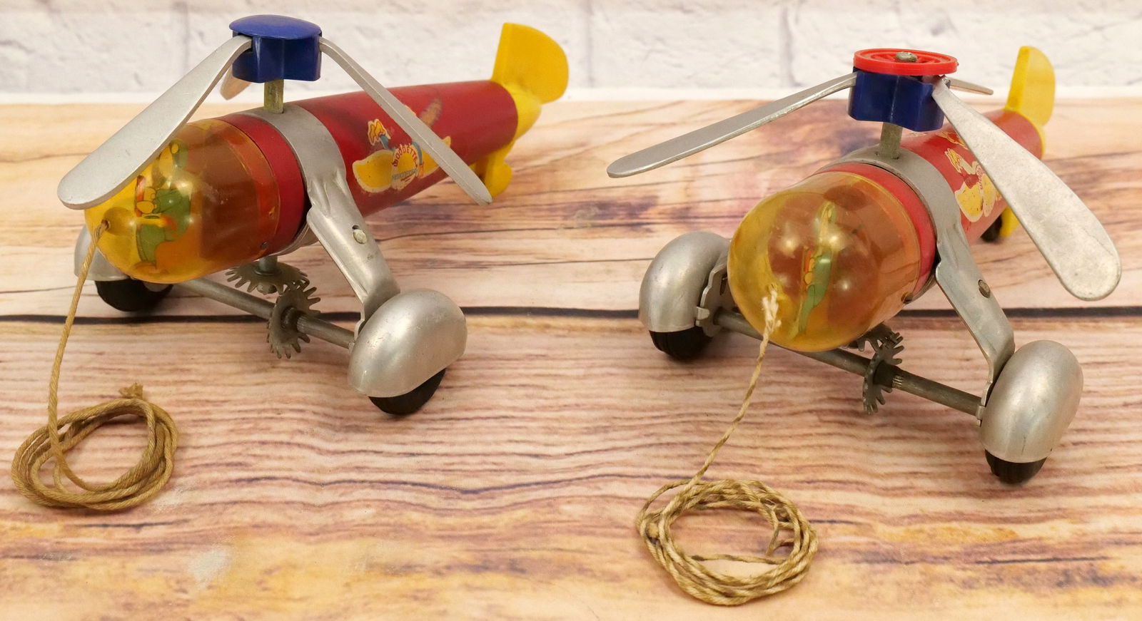 Lot of 2 Woodette Pull Toy Helicopters (1 of 14)