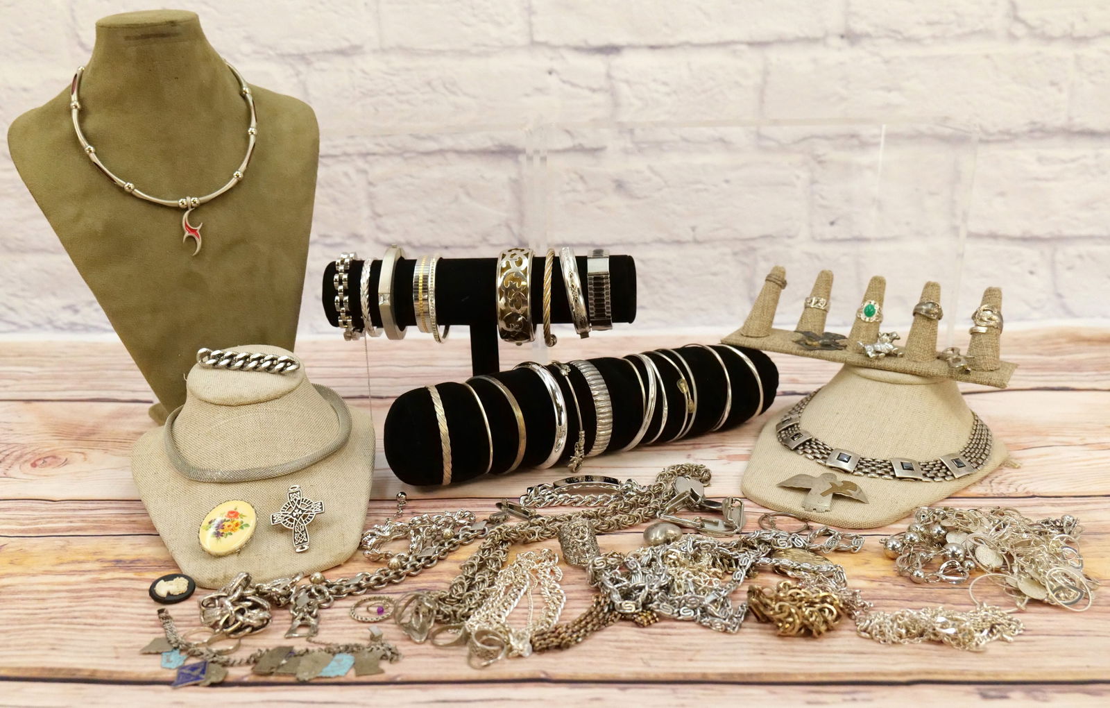 Lot of Silver Tone Bangles and Bracelets (1 of 11)