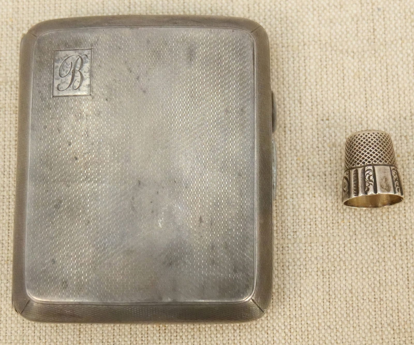 Sterling Silver Cigarette Case and Thimble (1 of 8)