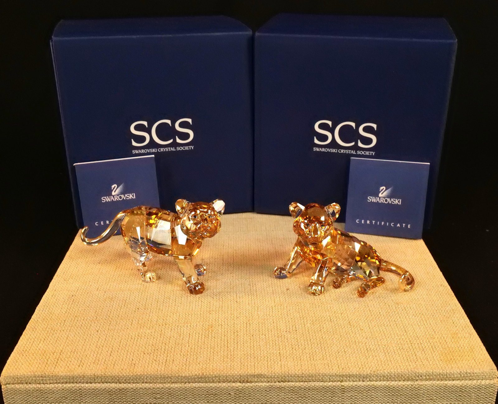 Group Lot of 2 Swarovski Tiger Cub Figurines (1 of 9)