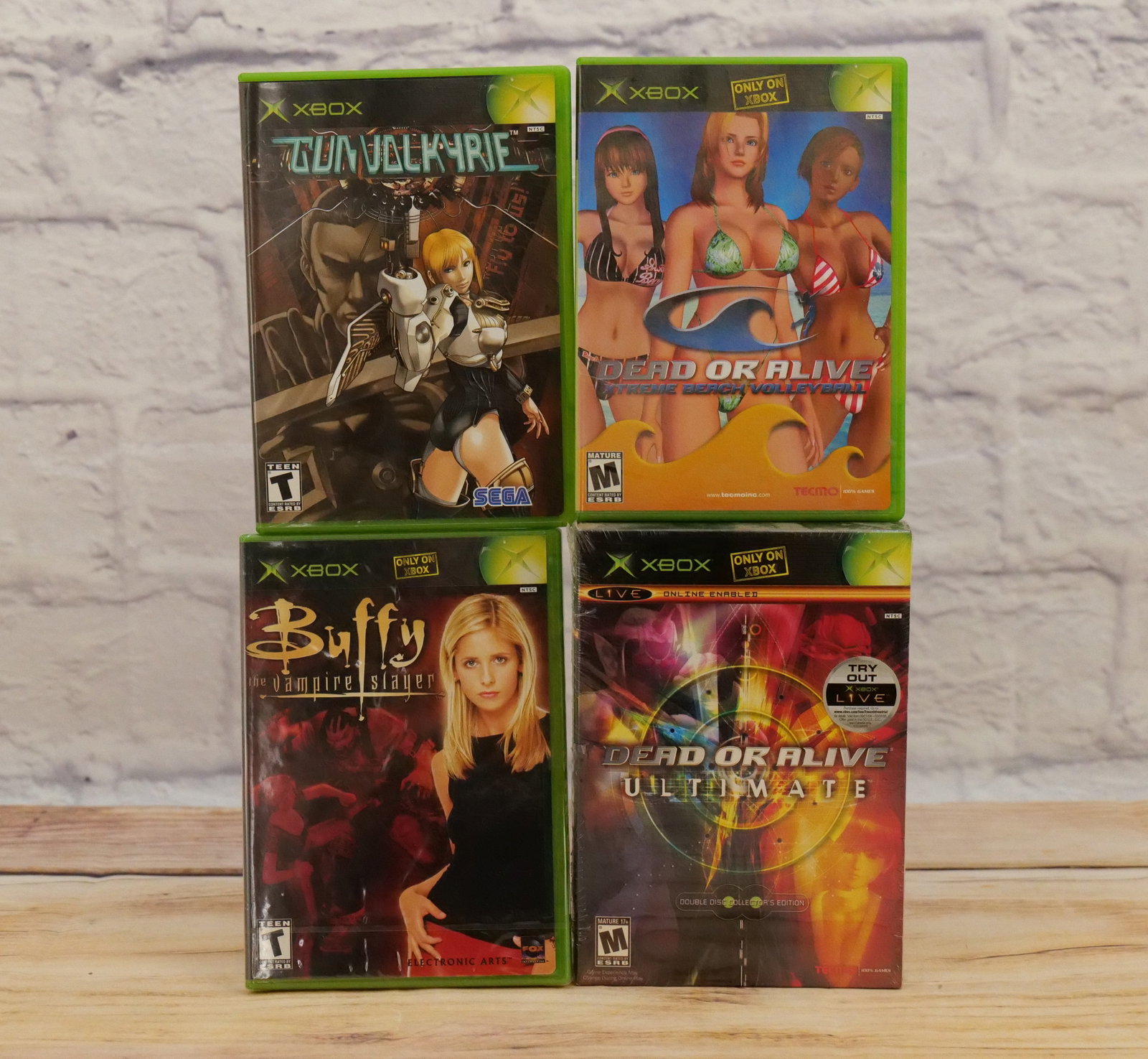 Lot of 4 X-Box Video Games: Lot of 4 X-Box Video Games including Buffy the Vampire Slayer - Factory Sealed, Dead or Alive Ultimate - Factory Sealed, Dead or Alive Extreme Beach Volleyball with Case and Booklet and Gun Valkyrie w