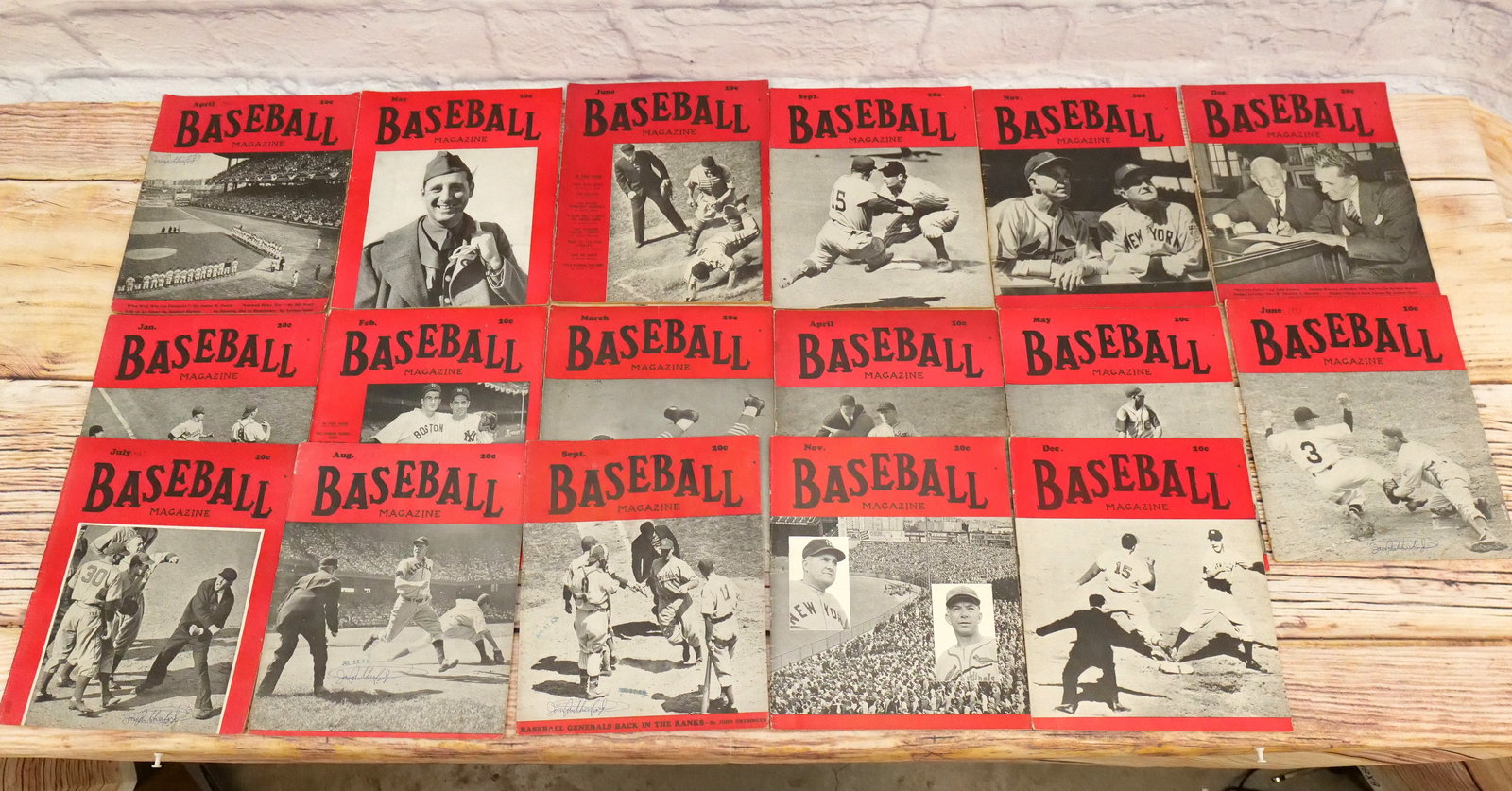 Lot of 17 Vintage Baseball Magazines - 1942 and 1943 (1 of 10)