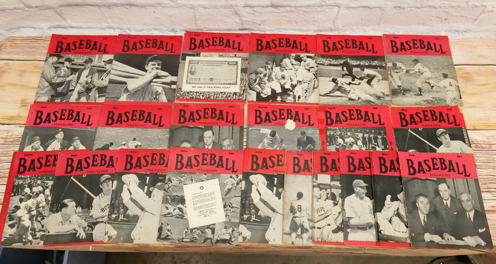 Lot of 22 Vintage Baseball Magazines - 1944 and 1945 (1 of 12)
