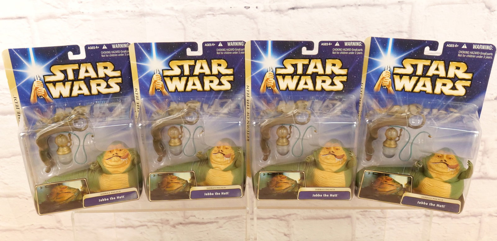 Lot of 4 Hasbro Star Wars Jabba the Hutt Figures: Lot of 4 Hasbro Star Wars Jabba the Hutt Figures. All sealed in package. All invoices must be paid within 24 hours of the sale. We offer multiple shipping options please read the shipping terms to und