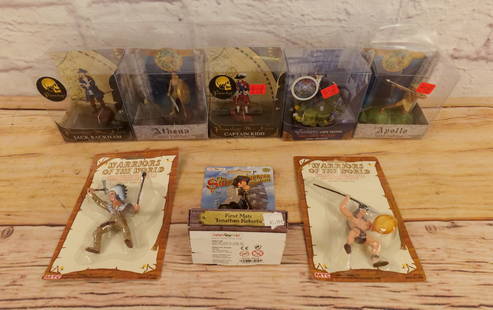 Lot of 8 Miniature Figures: Lot of 8 Miniature Figures including Safari Ltd Swashbuckler, MTC Warriors of the World, Athena & Apollo Sababa Toys Mini Figures, Pirareology Mini Figures by Sababa Toys, and Wizardology Figure by
