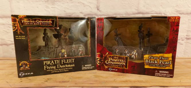 Lot of 2 Pirates of the Caribbean Miniature Figure Sets: Lot of 2 Pirates of the Caribbean Miniature Figure Sets by Zizzle including Pirate Fleet Flying Dutchman and Pirate Fleet Black Pearl. Both sealed in boxes. All invoices must be paid within 24 hours