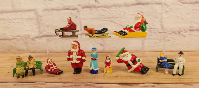 Lot of Vintage Lead Figurines: Lot of Vintage Lead Figurines including Santa Claus, Sledding Figure, Sitters, and More. All invoices must be paid within 24 hours of the sale. We offer multiple shipping options please read the