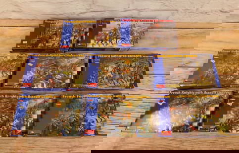 Lot of 8 MiniArt 1:72 Scale Figures: Lot of 8 MiniArt 1:72 Scale Figures. Including French Mounted Knights, Burgundian Mounted Knights, French Foot Soldiers with Rams, French Knights with Assault Ladders, and Burgundian Knights and