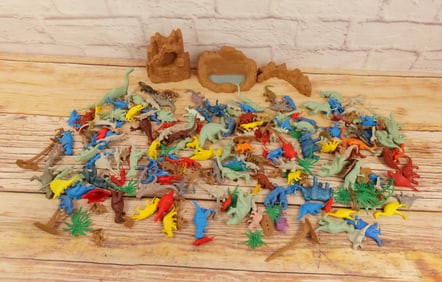Lot of Plastic Dinosaur Figures and Accessories