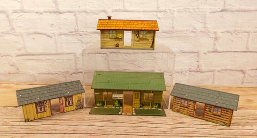 Lot of 4 Marx Tin Litho Houses