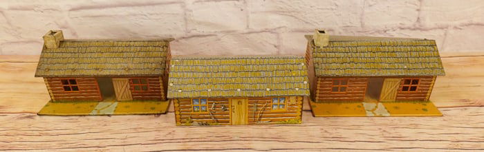 Lot of 3 Marx Tin Litho Apache Cabins