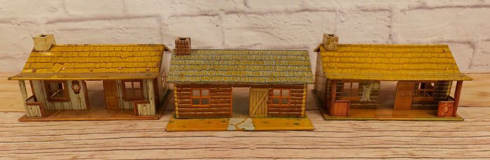 Lot of 3 Marx Tin Litho Cabins