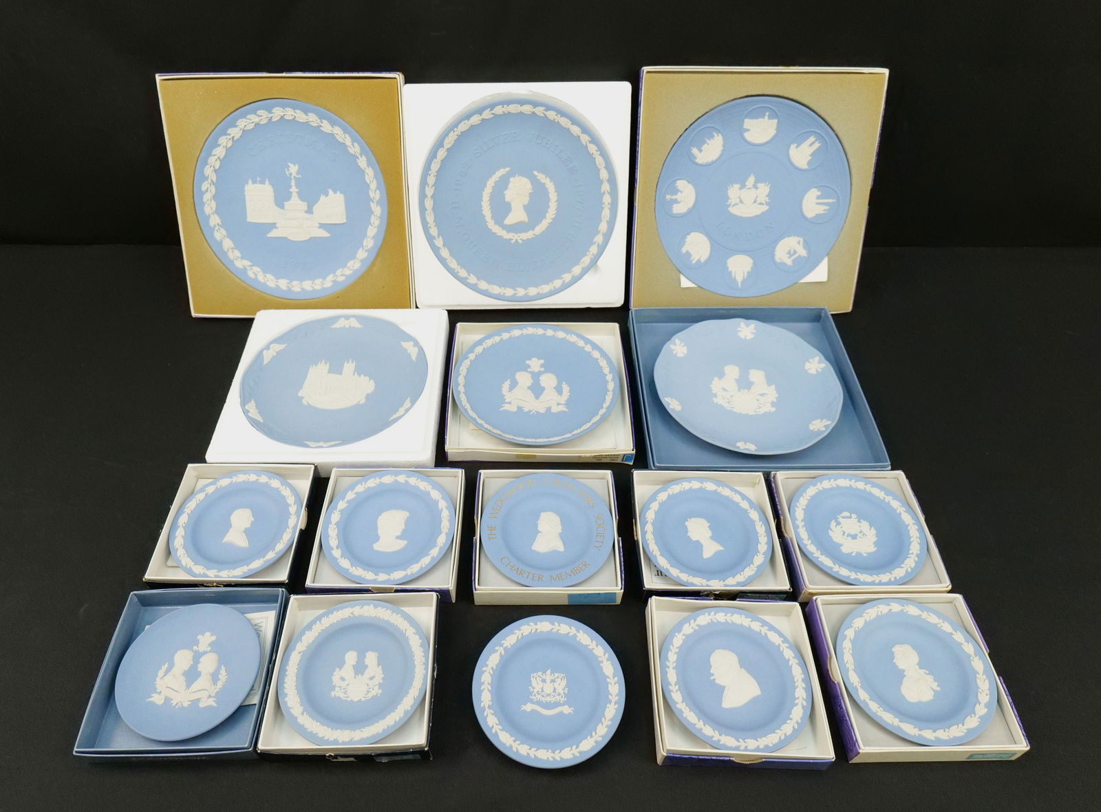 Group Lot of Wedgwood Blue Jasperware Plates and Plaques (1 of 10)