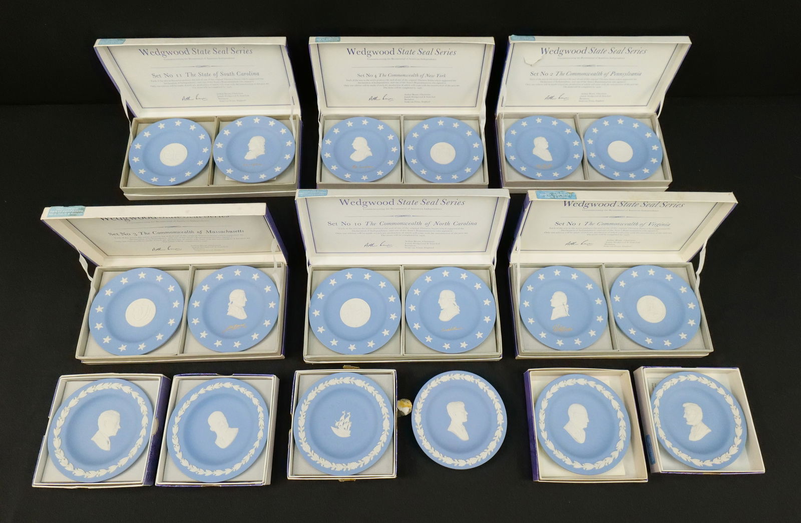 Group Lot of Wedgwood Blue Jasperware Compotes and Plaques (1 of 12)