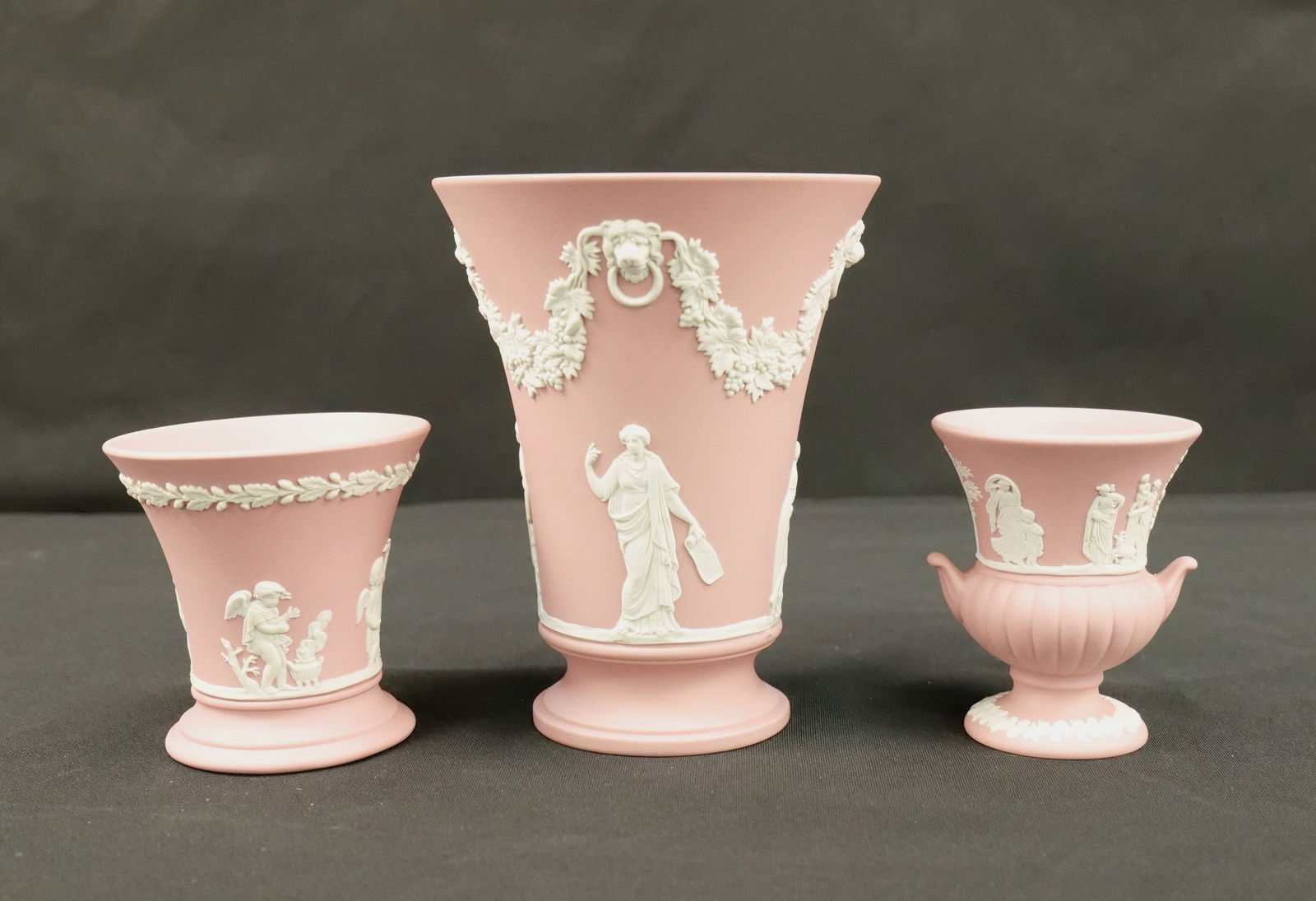 Lot of 3 Wedgwood Pink Jasperware Vases (1 of 19)
