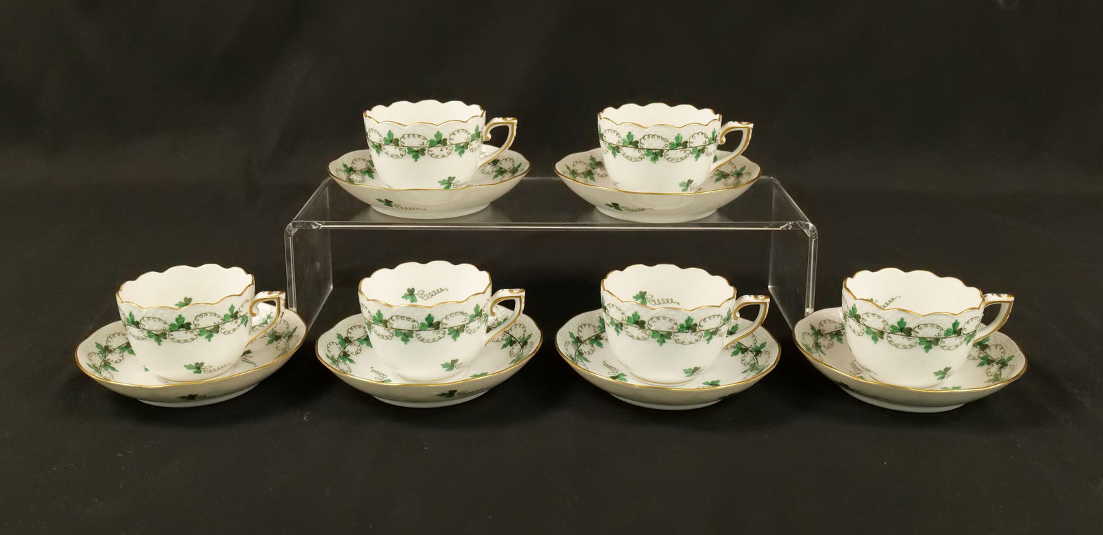 Herend Set of (6) Parsley Teacups & Saucers (1 of 13)