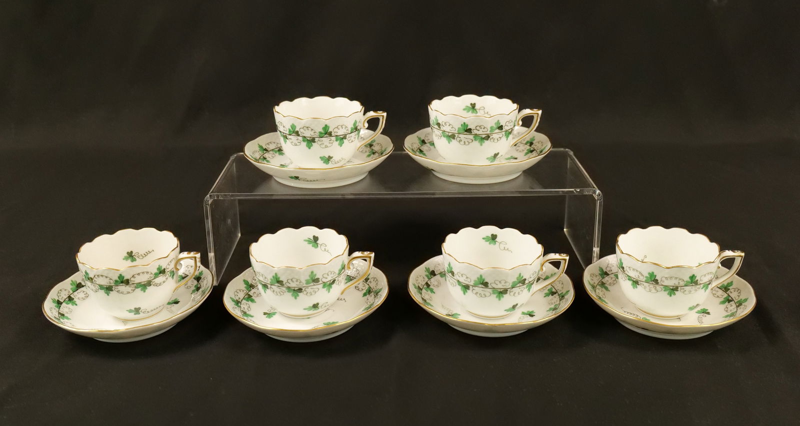 Herend Set of (6) Parsley Teacups & Saucers (1 of 13)