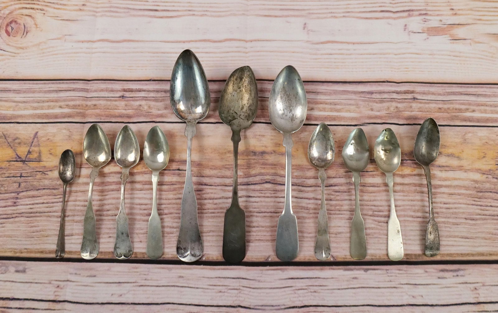 Group Lot of 19th Century Silver spoons and Fiddlers (1 of 8)