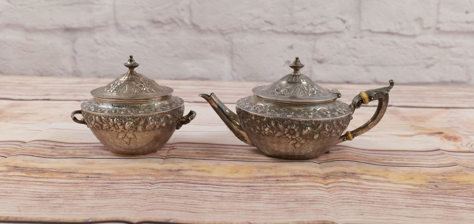 Gorham Sterling Silver Teapot and Sugar (1 of 12)