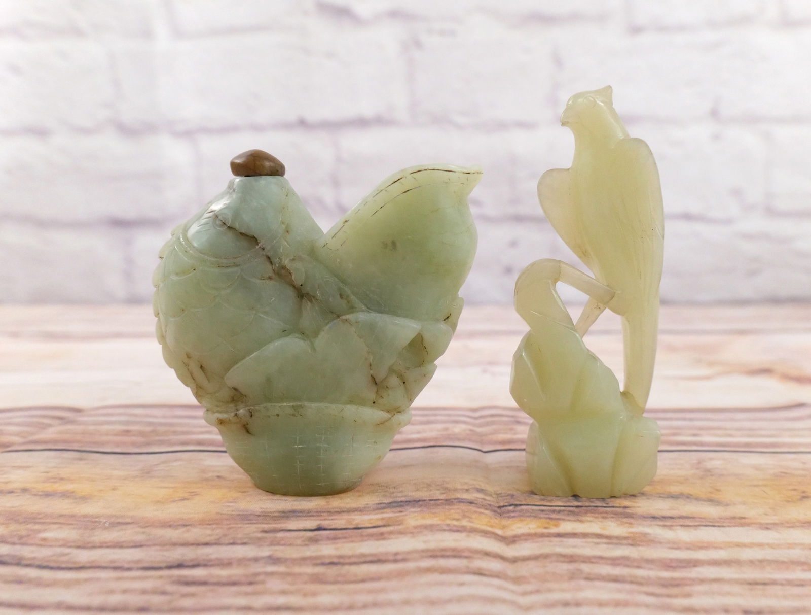 Group Lot of 2 Hand Carved Hardstone Chinese Figurines (1 of 11)