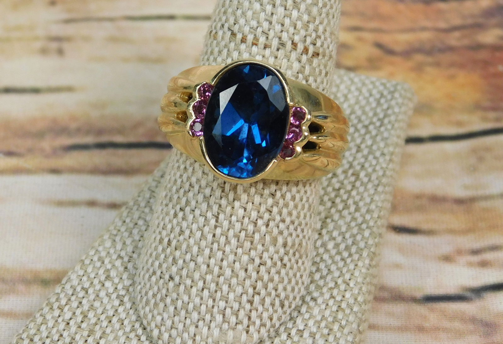 14k Ring Blue Topaz and Pink Sapphire Ring (1 of 5)