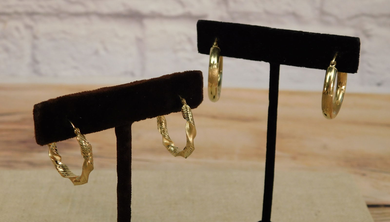Two Pairs of Hollow 14k Gold Hoops (1 of 12)