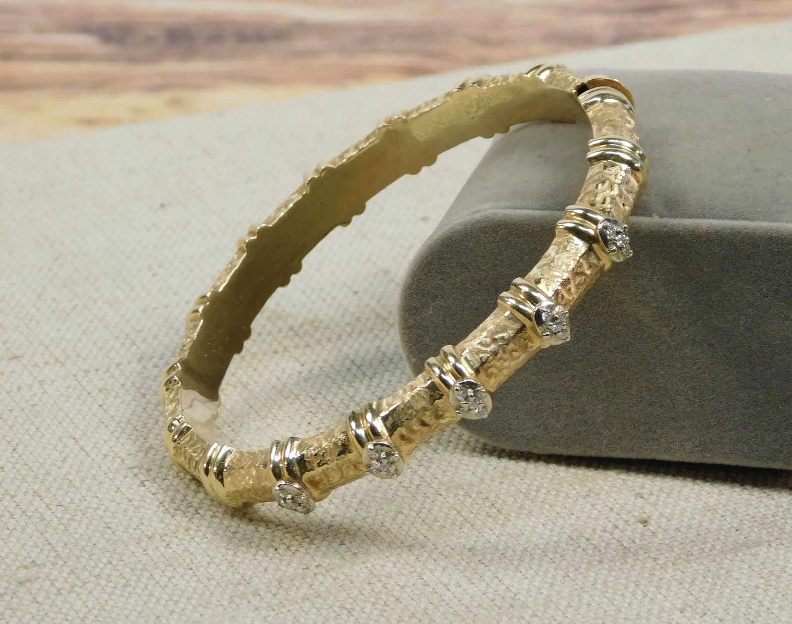 14K Yellow Gold Ladies Bangle with Diamonds (1 of 9)
