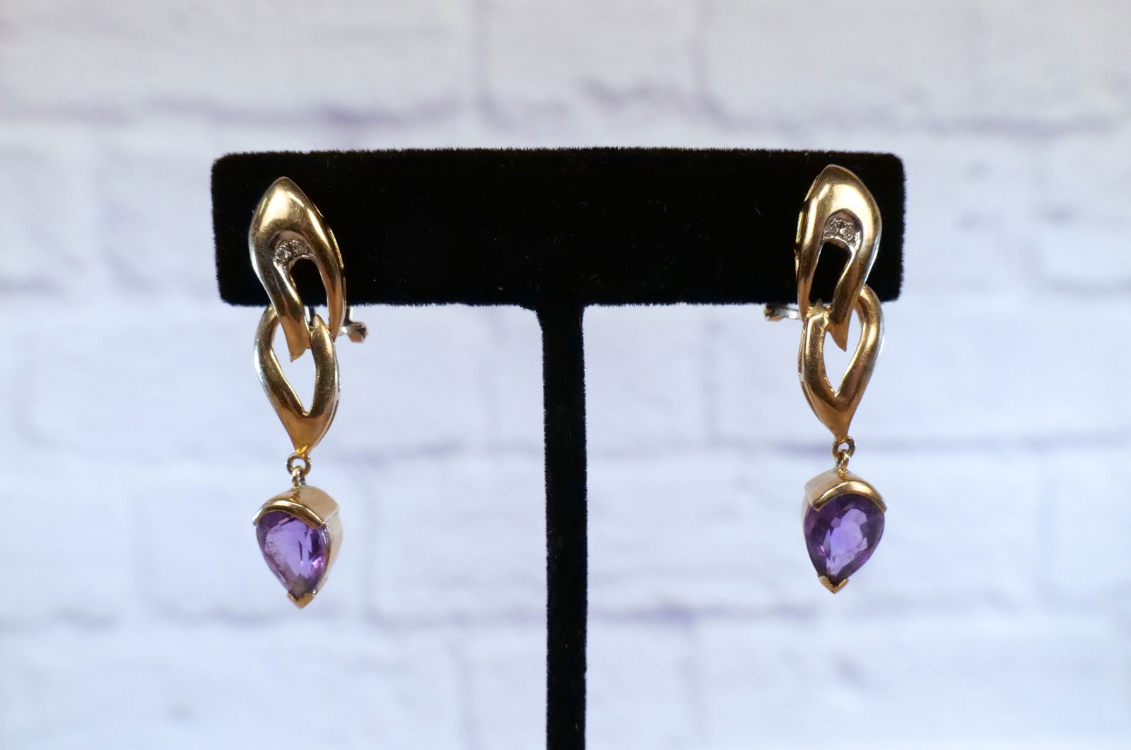 14K Amethyst and Diamond Drop Earrings (1 of 8)