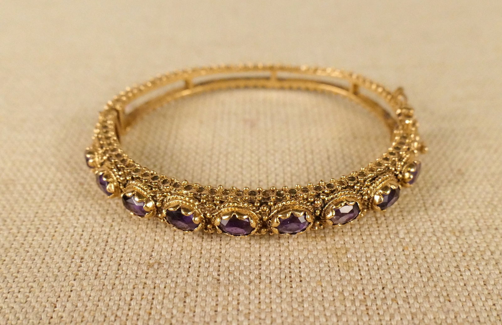 14K Yellow Gold Victorian Style Bangle Bracelet (1 of 6)