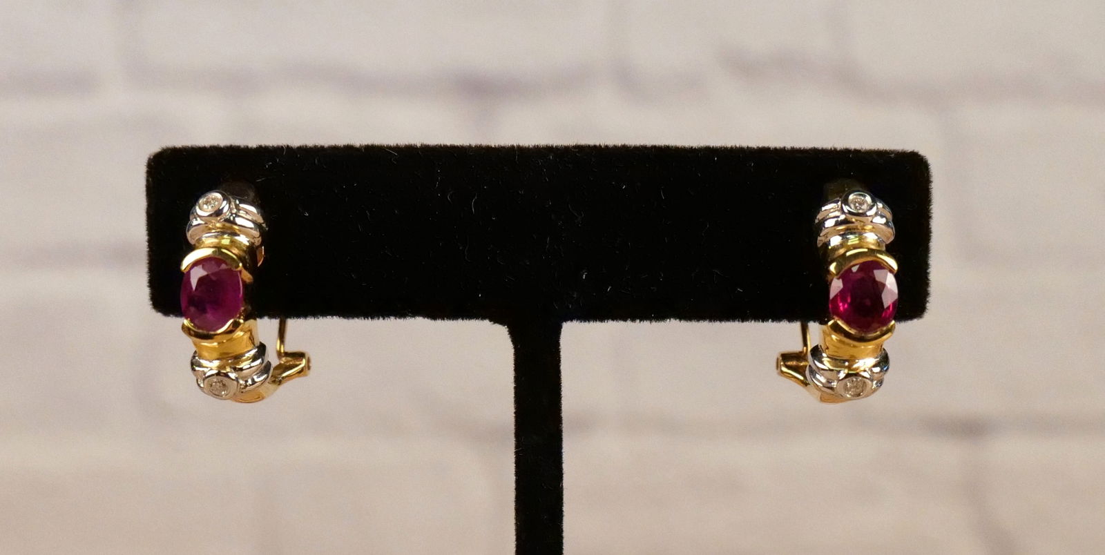 18K Yellow/White Gold and Ruby Half Hoops (1 of 7)