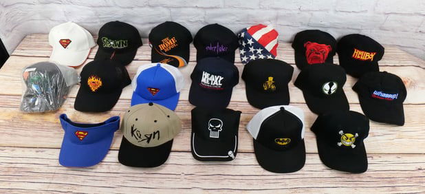 Lot of 18 Mixed Comic and Novelty Baseball Hats/Caps