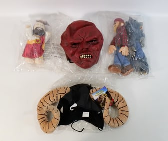 Group Lot of Masks, Plush and Hats