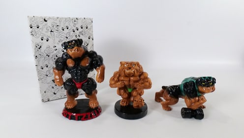 Lot of 3 Hardbodies Dog Statues by Art Fusion
