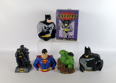 Lot of Superhero Banks and Statues