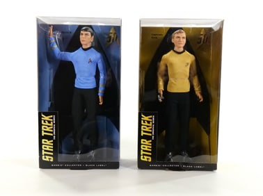 Lot of 2 Star Trek Black Label Barbie Collector Dolls
