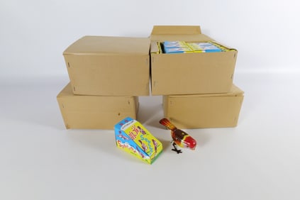 Lot of 48 Tin Litho Wind Up Hopping Sparrows