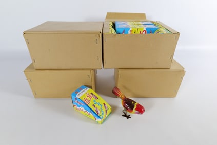 Lot of 48 Tin Litho Wind Up Hopping Sparrows