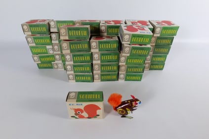 Lot of 45 Tin Litho Wind Up Hopping Squirrel
