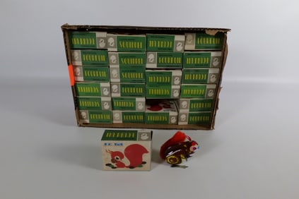 Lot of 48 Tin Litho Wind Up Hopping Squirrel