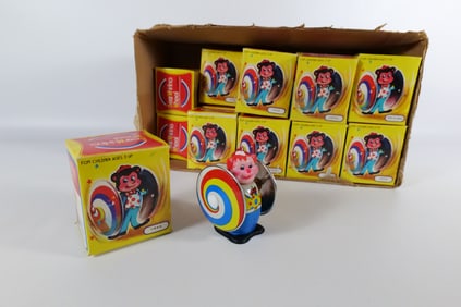 Lot of 18 Tin Litho Wind Up Bear Whirling Wheel